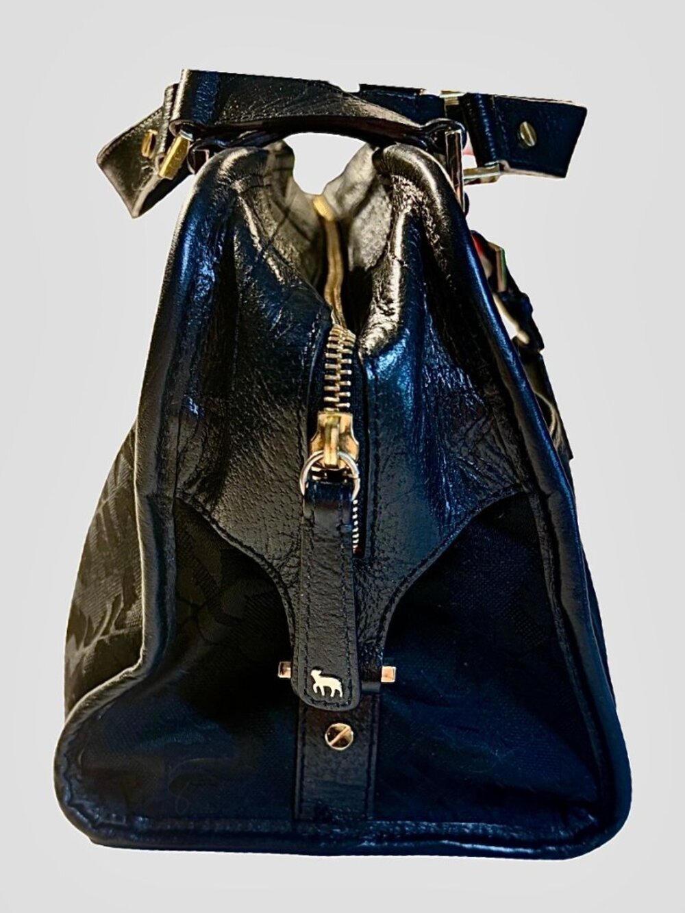 L.A.M.B. Vintage Y2K Black Canvas and Leather Boston Style Shoulder/Handbag - Picture 5 of 15
